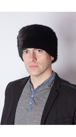 Black mink fur hat - unisex